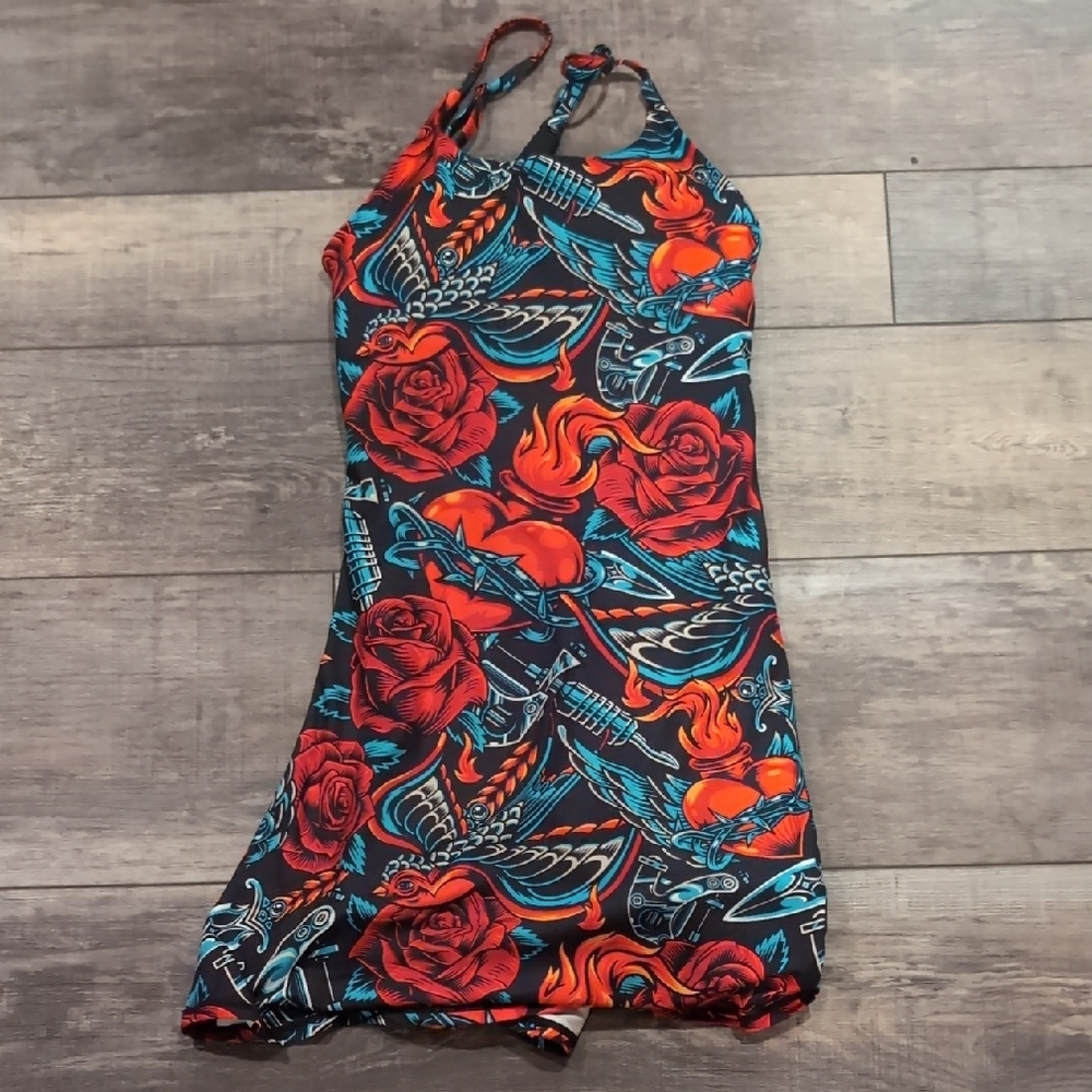 CVG Constantly Varied Gear Floral and Tattoo Print Limitless Dress